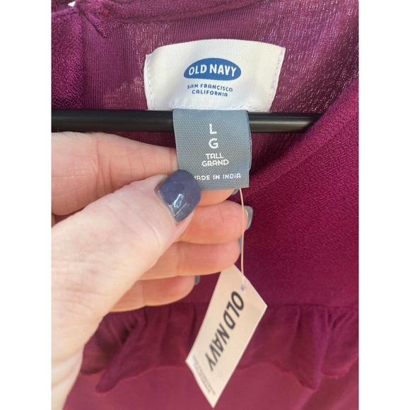 Old Navy Dress Large Long Sleeve Ruffled Berry NEW - Picture 3 of 8